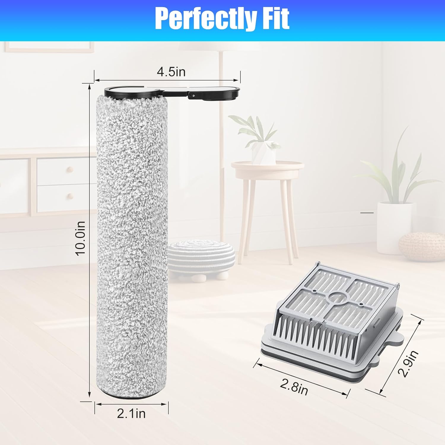 F25 Series Roller Brushes and HEPA Filters Compatible with Roborock F25, F25 ACE, F25 ALT, F25 LT, F25 RT, F25 GT Wet Dry Vacuum Cleaner-6 Pack