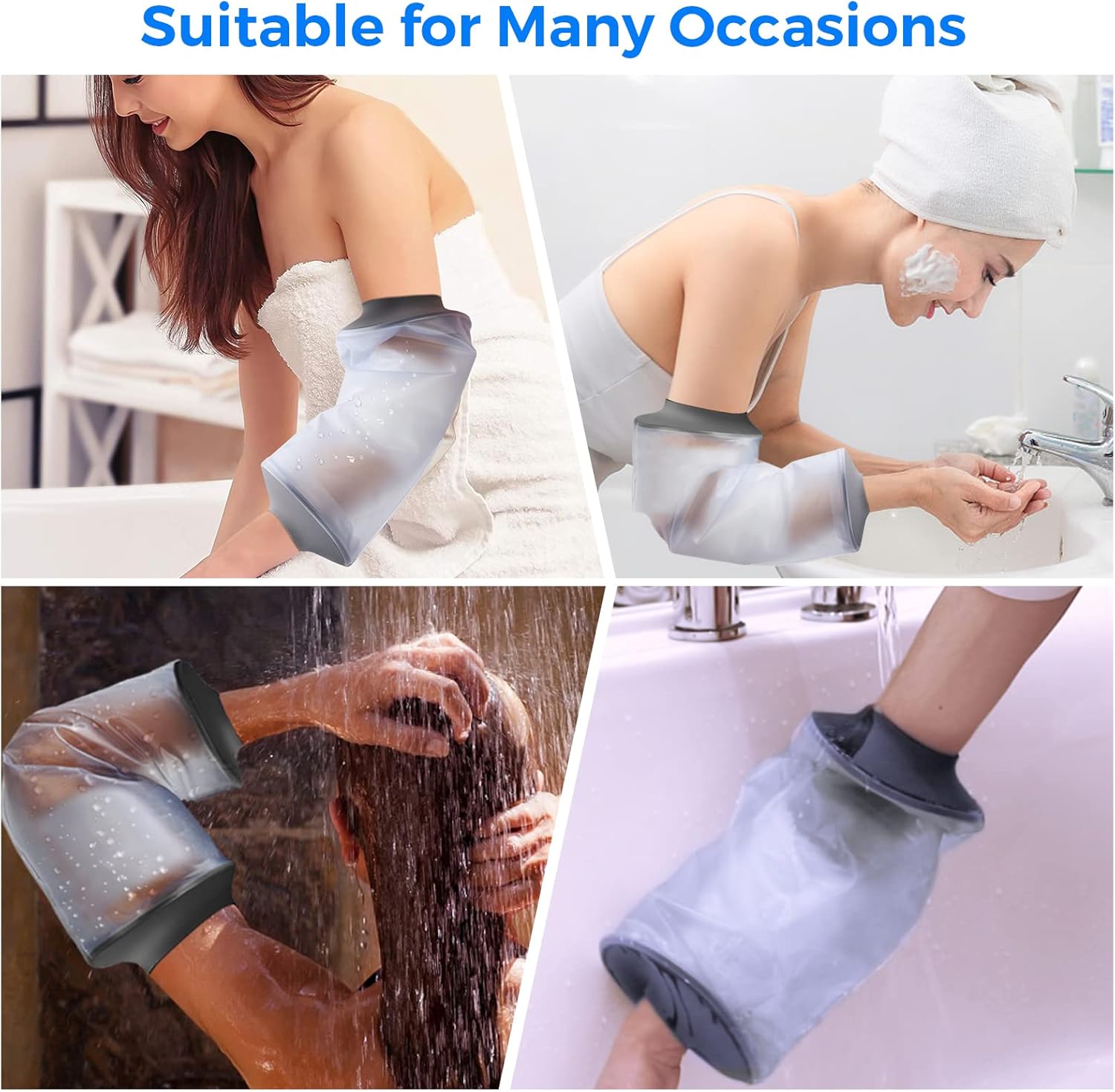 PICC Line Shower Cover, PICC Line Covers for Upper Arm, Reable IV&PICC Line Sleeve Protector for Shower Adult, Waterproof Cast Covers for Arm Elbow Chemotherapy Home Infion Bandage Dressing Wound