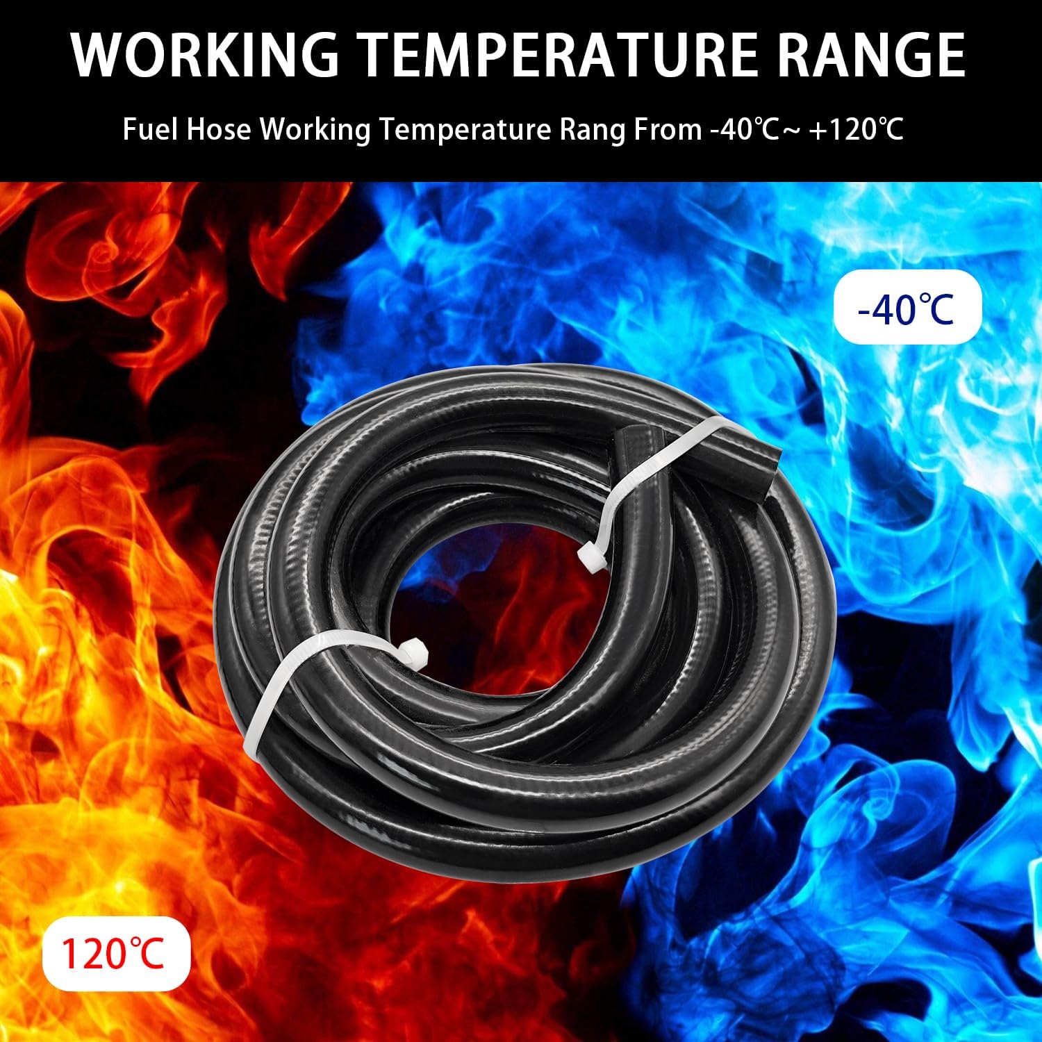 3/4 Inch 19mm ID Fuel Line Hose Ph Lock NBR Rubber Hose Line 300PSI for Automotive Engines Systems 5FT