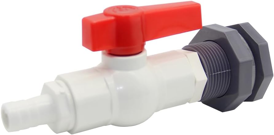 Rain Barrel Spigot PVC Bulkhead Fitting with Ball Valve and 5/8" 16mm Hose Barb Fitting for Rain Barrel Water Tanks Aquariums Tubs Pools Garden For 16mm ID Hose , Set of 2