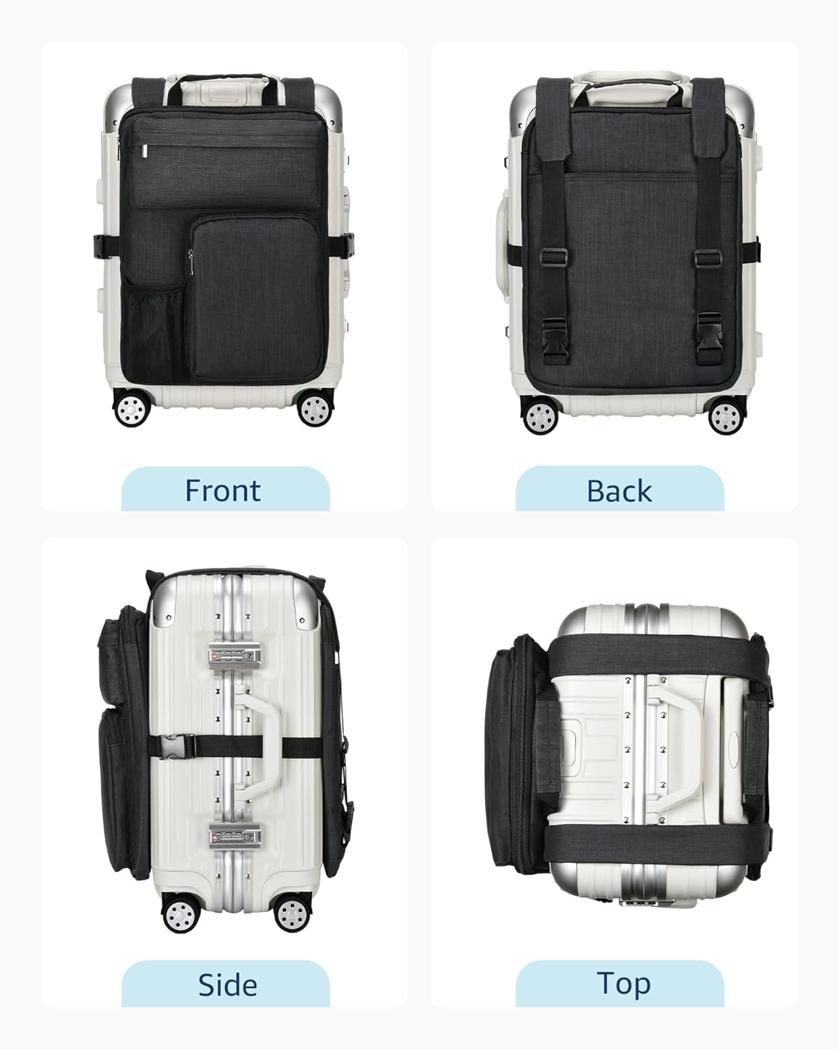 Over Luggage Organizer for Suitcase, Luggage Harness with Cup Holder, Portable Travel Backpack with Adjtable Straps, Hanging Suitcase Organizer for 16" Laptop, Passport