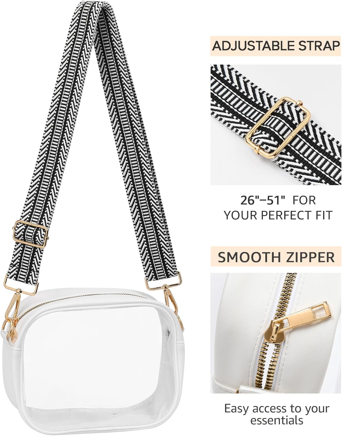 Clear Bag for Stadium Events Set of 2, Clear Purse for Women Stadium Crossbody, Transparent Bag for Concert Sport FestivaL