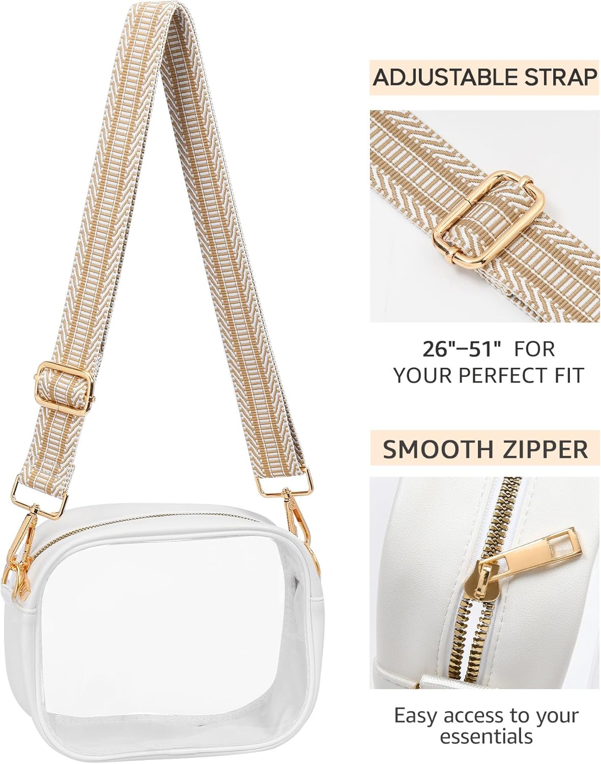 Clear Purse for Women Set of 2, Clear Bag for Stadium Events Concert Sport Festival