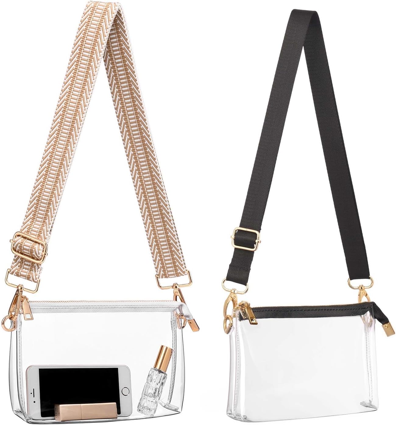Clear Purse for Women - Stadium Approved + Clear Bag for Events with Zipper, Crossbody Bag for Concerts