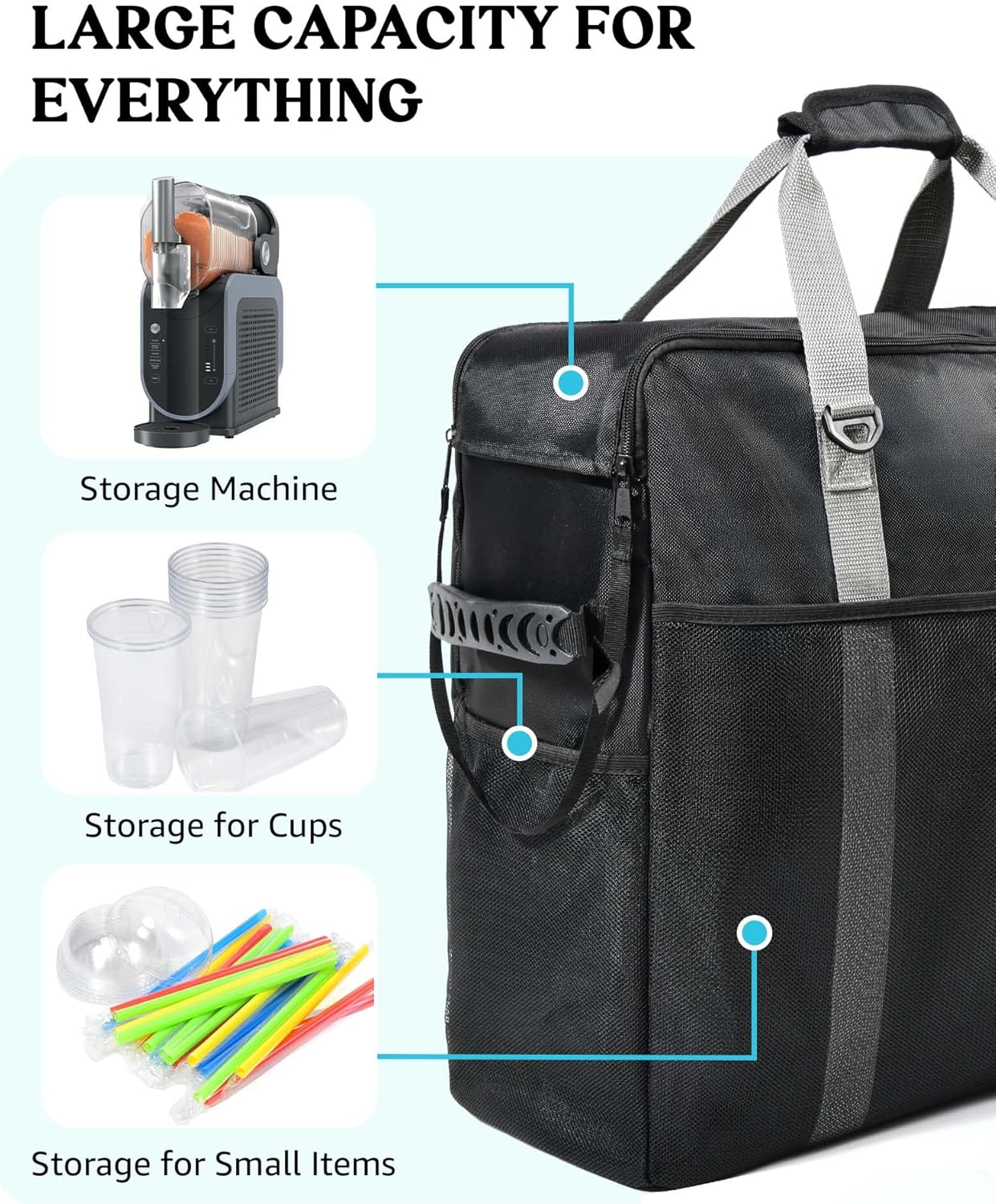 Carrying Bag for Ninja Slhie Machine FS301 & FS300, Portable Travel Tote Storage Bag with Front-Opening Design for Frozen Drink Maker, Thick Padded Protector for Machine Accessories