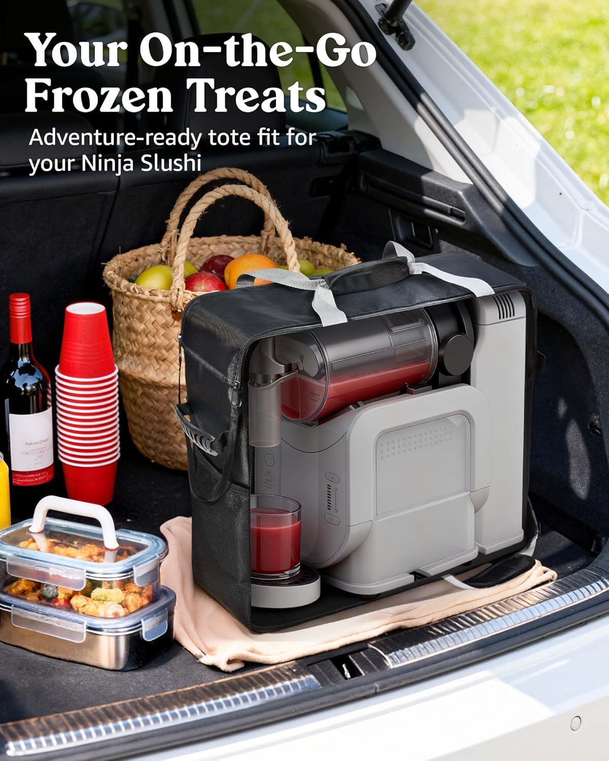 Carrying Bag for Ninja Slhie Machine FS301 & FS300, Portable Travel Tote Storage Bag with Front-Opening Design for Frozen Drink Maker, Thick Padded Protector for Machine Accessories