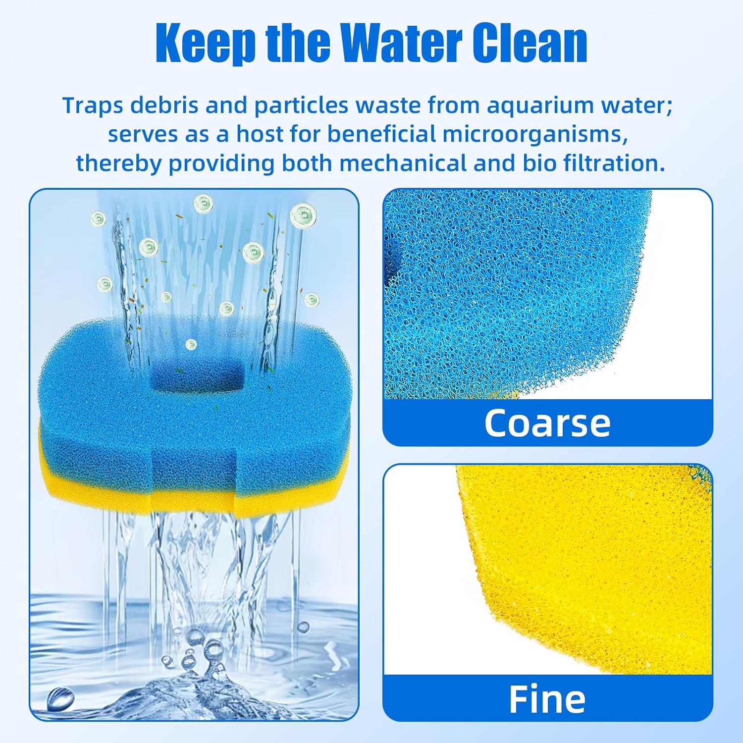 Replacement Pond Filter Sponge Compatible with Anbull/VIVOHOME 950/1370GPH Pond Filter Pump 4pcs