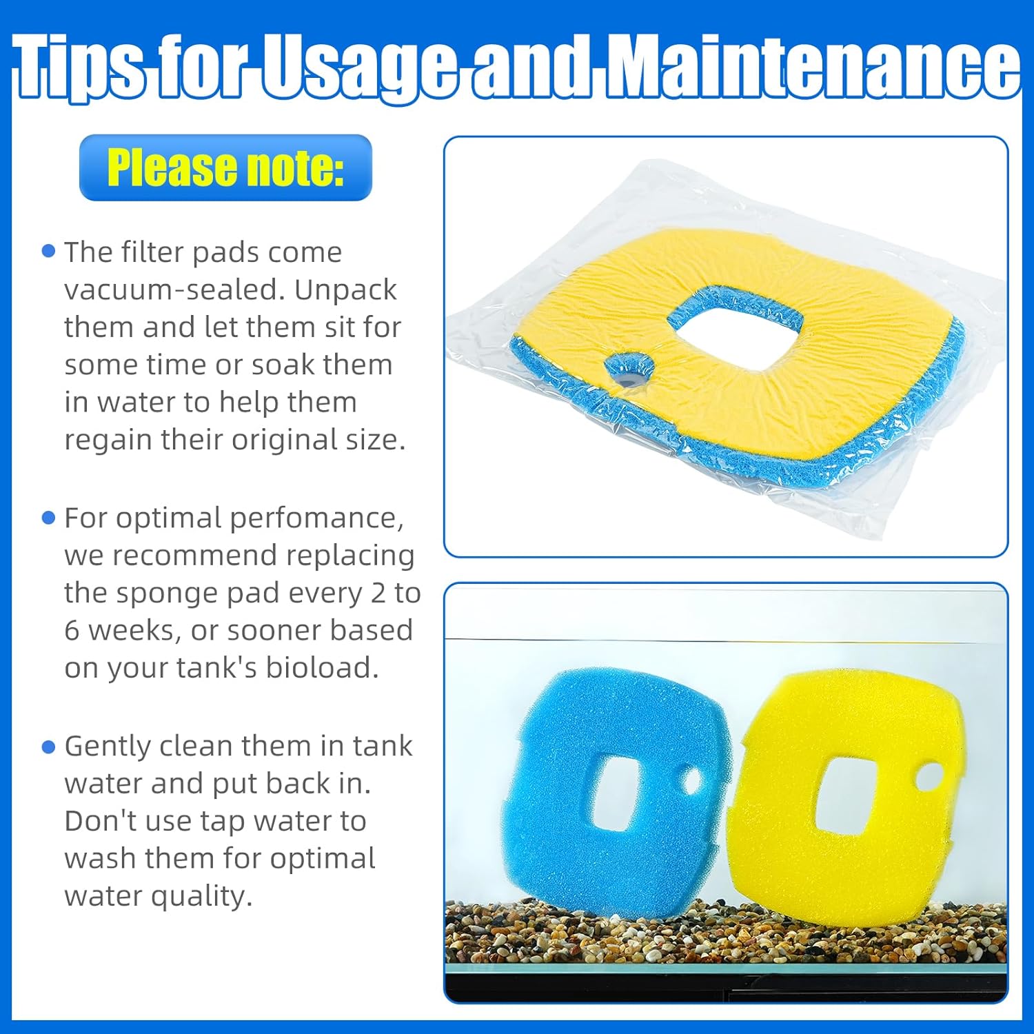 Replacement Pond Filter Sponge Compatible with Anbull/VIVOHOME 950/1370GPH Pond Filter Pump 4pcs