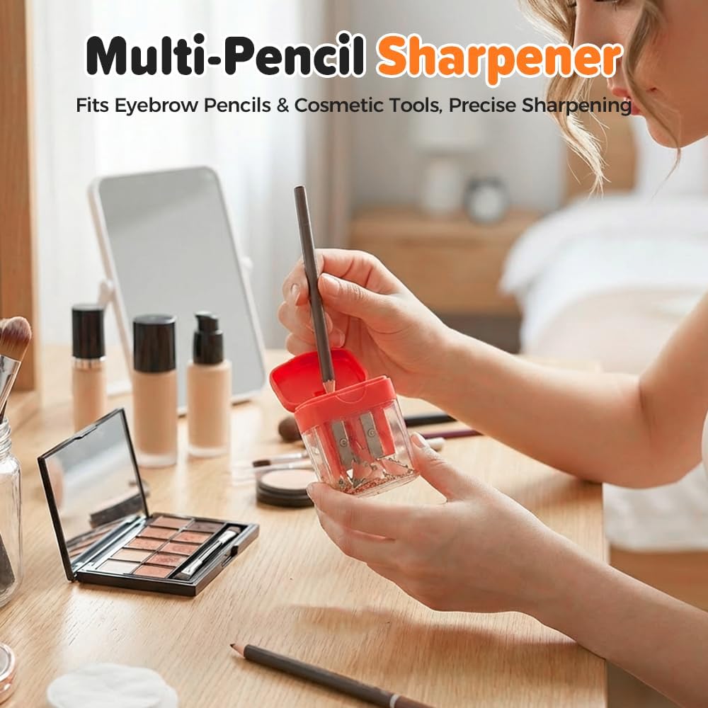 4 Pcs Pencil Sharpeners with Lid, Dual Holes Handheld Pencil Sharpener, Compatible with Standard and Jumbo Pencils, Compact Cute Sharpener for School, Home and Office Set
