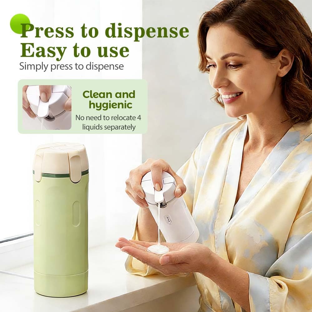 4 in 1 Travel Perfume Bottle Refillable, 4 Pack 30ML Travel Bottles for Toiletries, Leak-Proof & Portable Travel Dispensers Containers for Shampoo, Lotion Green