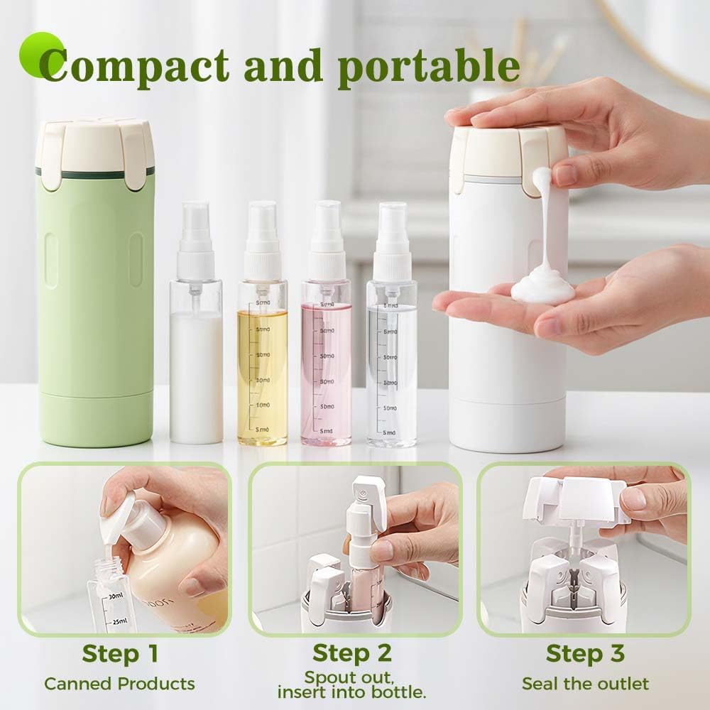 4 in 1 Travel Perfume Bottle Refillable, 4 Pack 30ML Travel Bottles for Toiletries, Leak-Proof & Portable Travel Dispensers Containers for Shampoo, Lotion Green