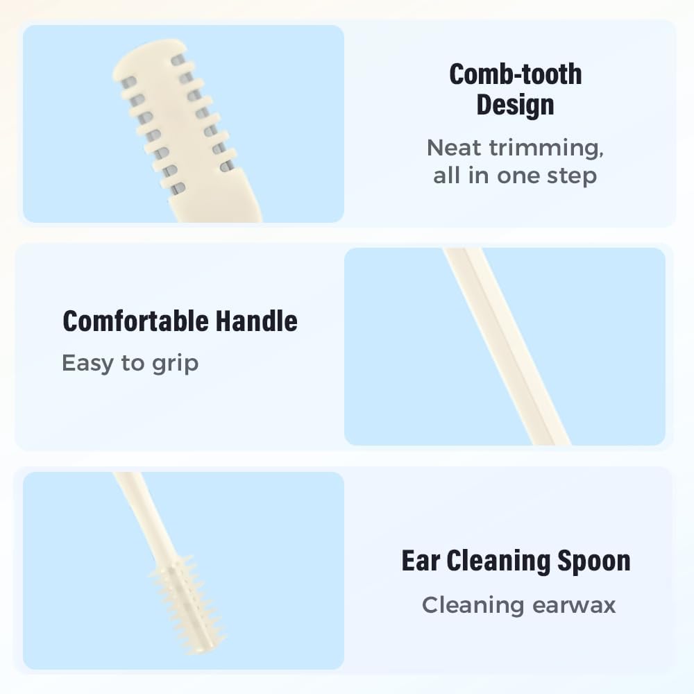Nasal Hair Cutter, 2025 Double-Sided Nose Hairs Removal, Manual 360° Rotating Nostril Hair Removal Tool, Manual Nose Hairs Cutter, Nasal Hair Trimmer with Ear Picker for Women Men Beige, 3PCS