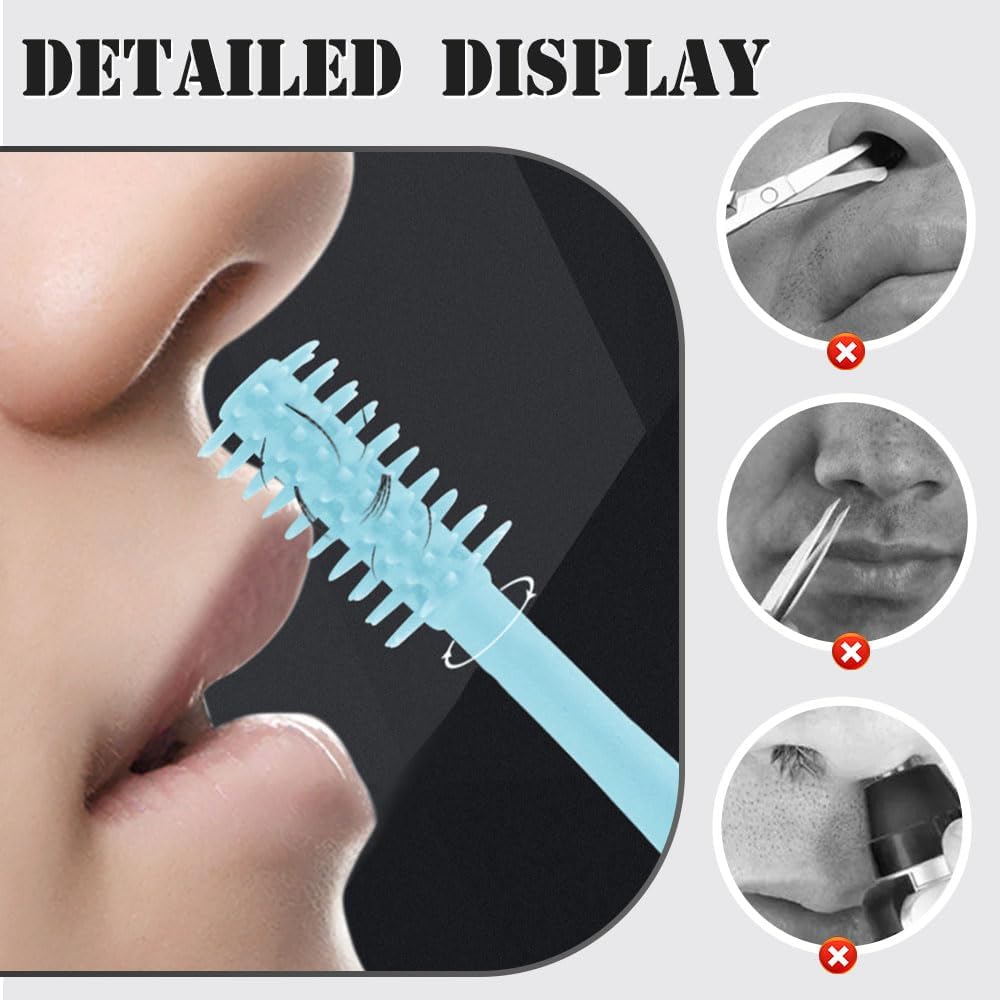 Nasal Hair Cutter, 2025 Double-Sided Nose Hairs Removal, Manual 360° Rotating Nostril Hair Removal Tool, Manual Nose Hairs Cutter, Nasal Hair Trimmer with Ear Picker for Women Men Beige, 3PCS
