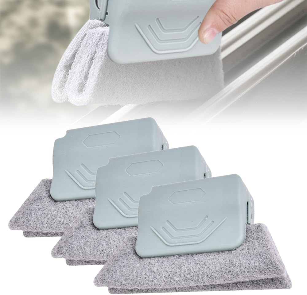 Magic Window Track Cleaner, 2025 Upgraded Handheld Cleaning Brh Set, for Window Slides Grooves, Tile Grout Lines, Shutter Slats, Car AC Vents & Narrow Gaps Grey 3PCS