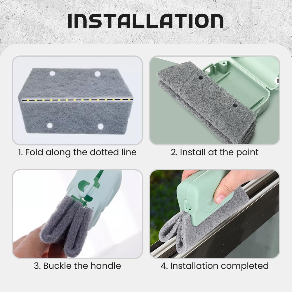 Magic Window Track Cleaner, 2025 Upgraded Handheld Cleaning Brh Set, for Window Slides Grooves, Tile Grout Lines, Shutter Slats, Car AC Vents & Narrow Gaps Grey 3PCS