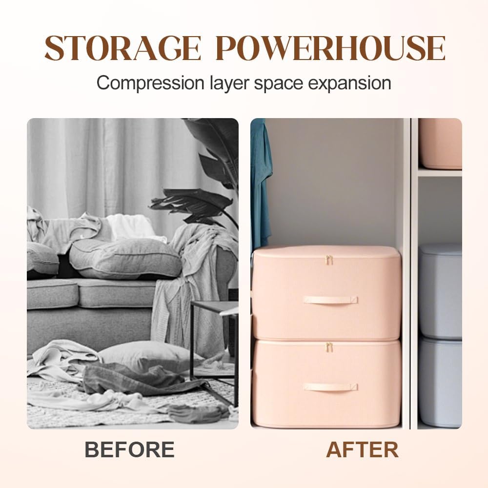 Multifunctional Comforter Storage Bag, 2026 New Ultra Space Saving Self Compression Organizer, for Comforters, Clothes, Blankets, Home Organization Mt Haves Gray, X-Large