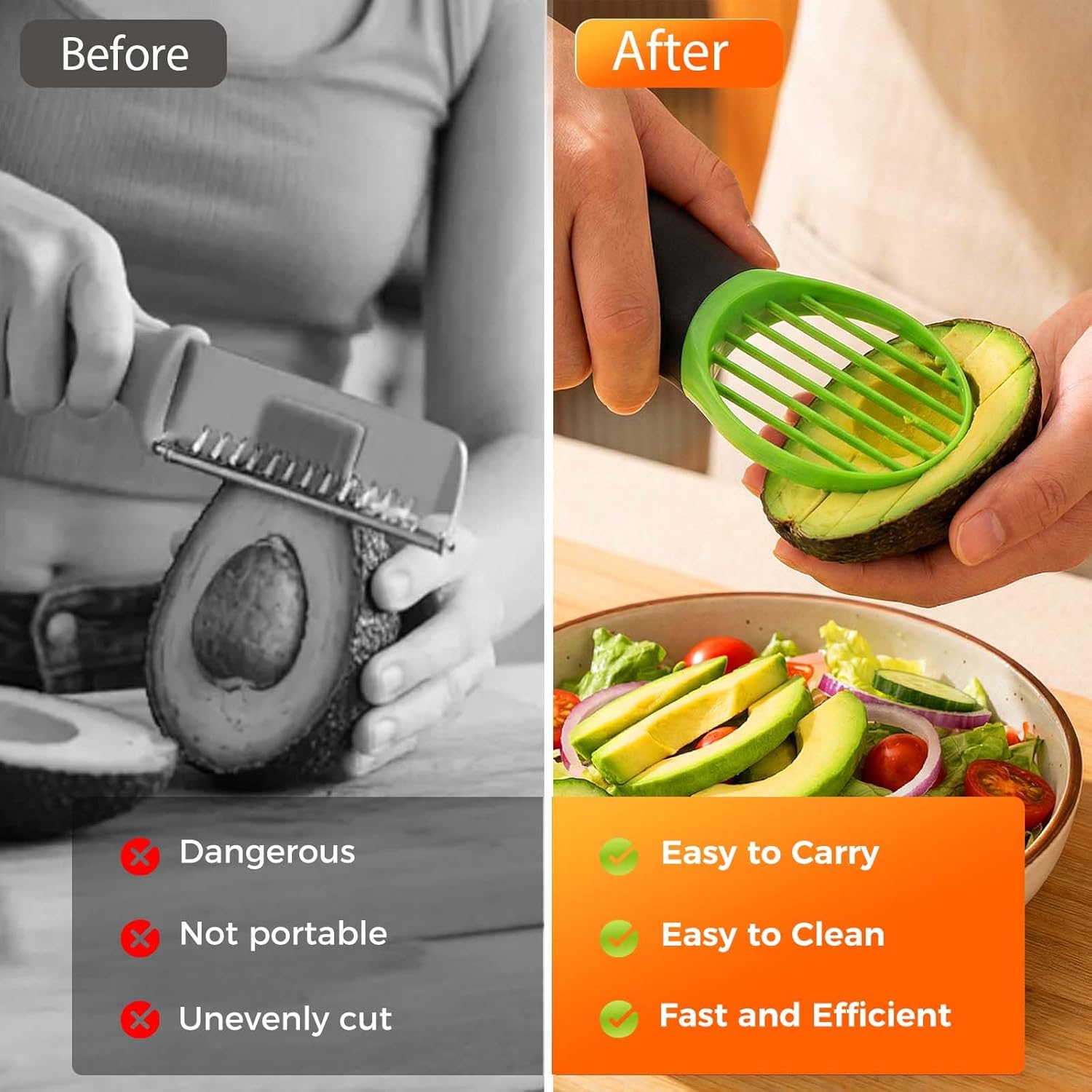 3-in-1 Avocado Slicer Tool, Multi-Function Splitter Pitter Cutter, Silicone Comfort-Grip Handle Avocado Peeler for Kitchen 1PC