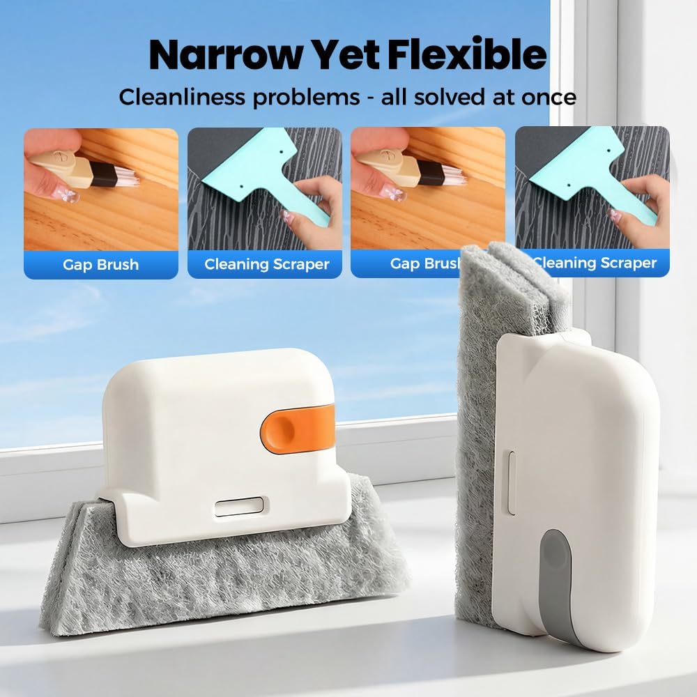 Magic Window Track Cleaner, 2026 Upgraded Handheld Cleaning Brh Set, for Window Slides Grooves, Tile Grout Lines, Shutter Slats, Car AC Vents & Narrow Gaps Mix-3PCS