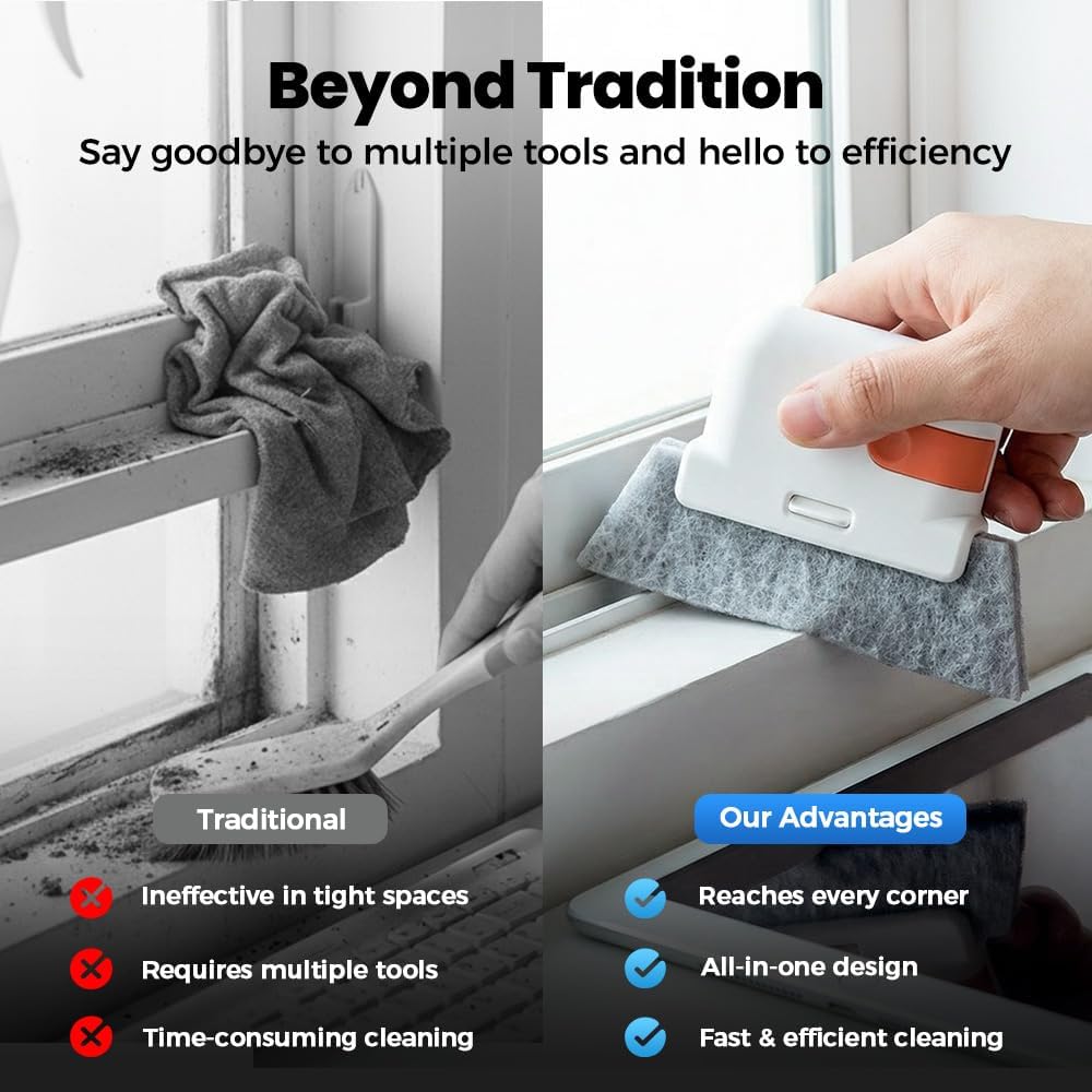 Magic Window Track Cleaner, 2026 Upgraded Handheld Cleaning Brh Set, for Window Slides Grooves, Tile Grout Lines, Shutter Slats, Car AC Vents & Narrow Gaps Mix-3PCS