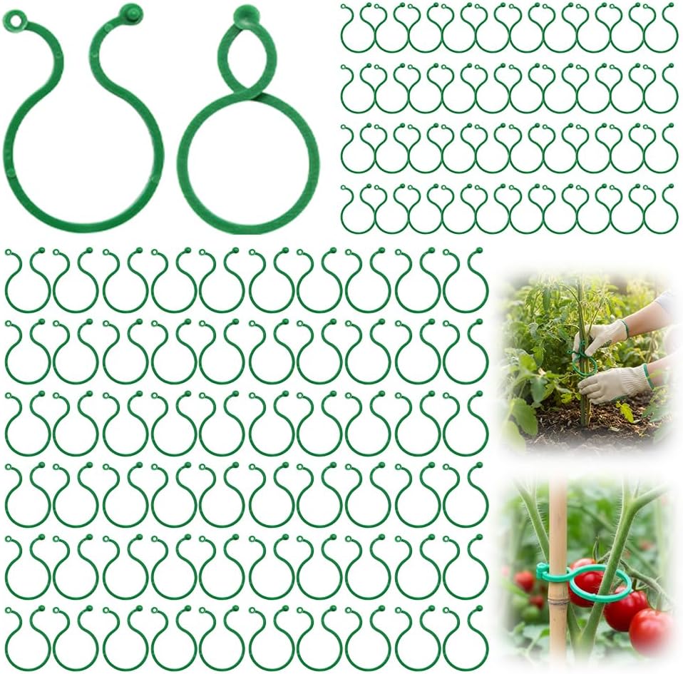 Plant Support Clips for Climbing Plants, Reable Garden Plant Support Plastic Clips for Tomatoes, Vines & Climbing Plants, Plant Fixing Clips for Vegetables, Fruits & Flowers 100, Green Large
