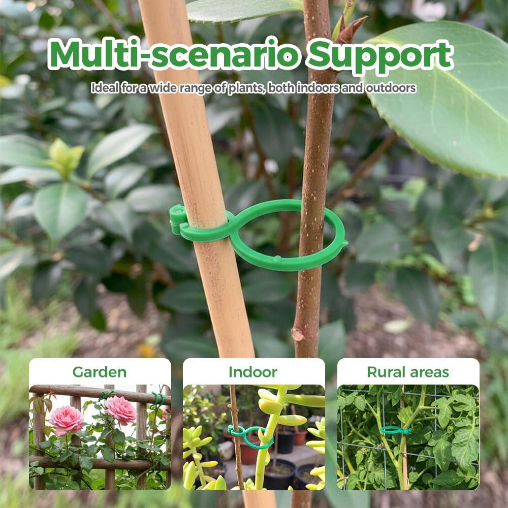 Plant Support Clips for Climbing Plants, Reable Garden Plant Support Plastic Clips for Tomatoes, Vines & Climbing Plants, Plant Fixing Clips for Vegetables, Fruits & Flowers 100, Green Large