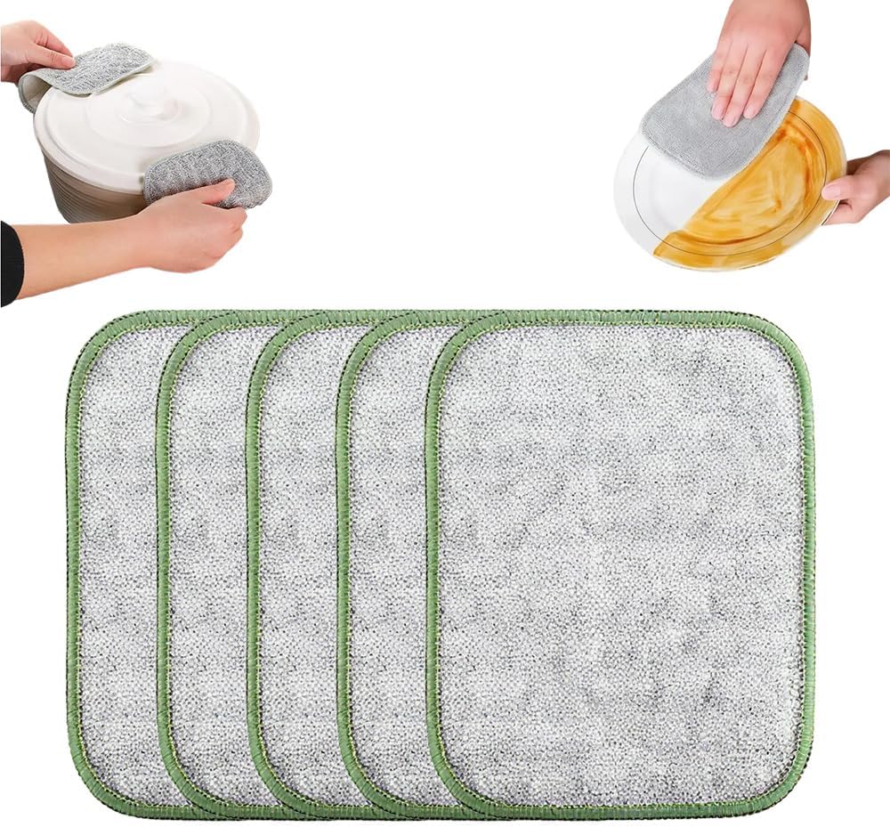 Multipurpose Wire Dishwashing Rags for Wet and Dry, Wire Scrubber Cloths for Kitchen, Reable Wire Miracle Cleaning Cloths, Non-Scratch Cleaning Cloth for Pots, Pans, Sinks, Grills 5 PCS