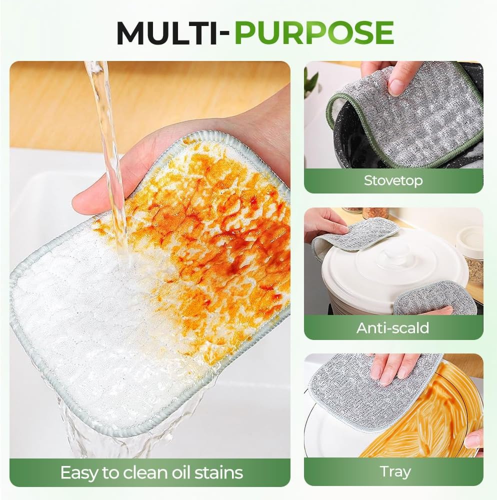 Multipurpose Wire Dishwashing Rags for Wet and Dry, Wire Scrubber Cloths for Kitchen, Reable Wire Miracle Cleaning Cloths, Non-Scratch Cleaning Cloth for Pots, Pans, Sinks, Grills 5 PCS
