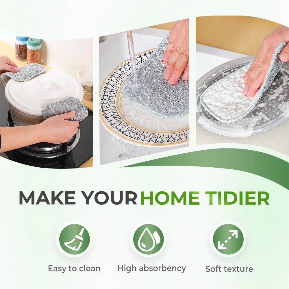 Multipurpose Wire Dishwashing Rags for Wet and Dry, Wire Scrubber Cloths for Kitchen, Reable Wire Miracle Cleaning Cloths, Non-Scratch Cleaning Cloth for Pots, Pans, Sinks, Grills 5 PCS