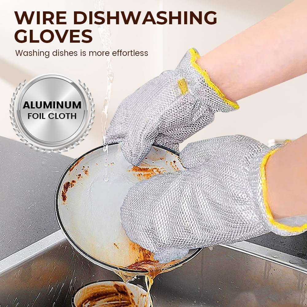 Steel Wire Dishwashing Glove, Glove for Kitchen Cleaning, Reable Scrub Gloves