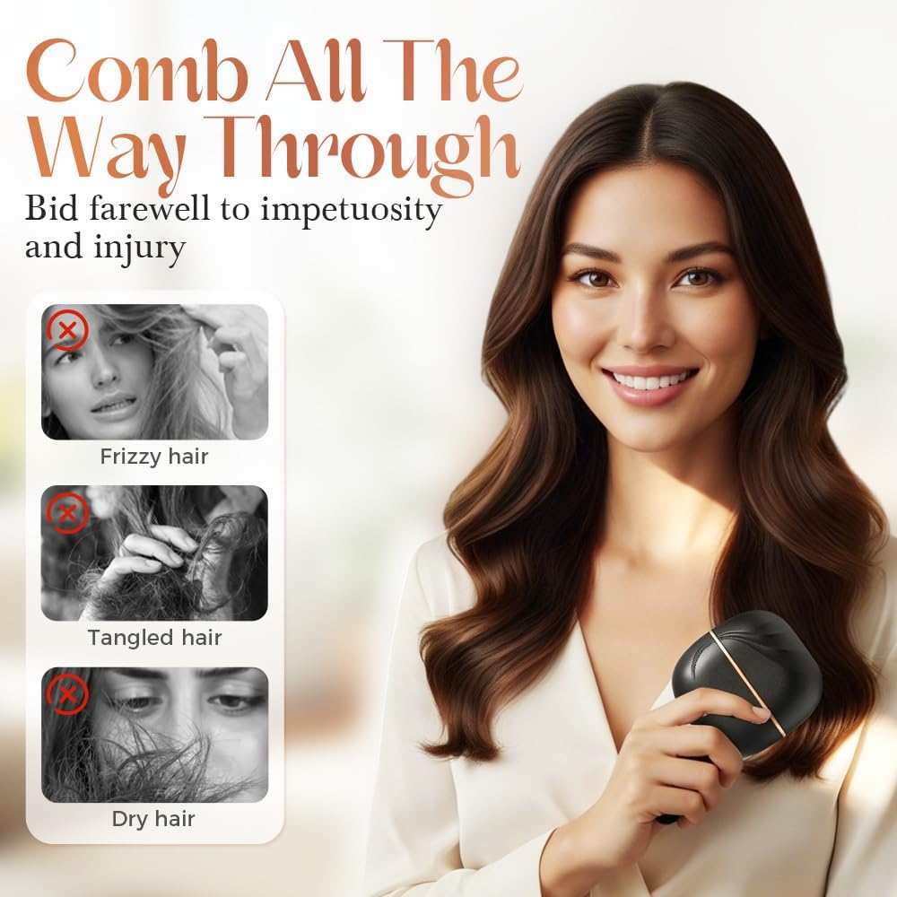 Mini Hair Straightener, Rechargeable & Cordless 3-Temp Hot Brh, Portable Styler for Smoothing, Volumizing & Straightening, Perfect for Travel, Home, On-The-Go Pink
