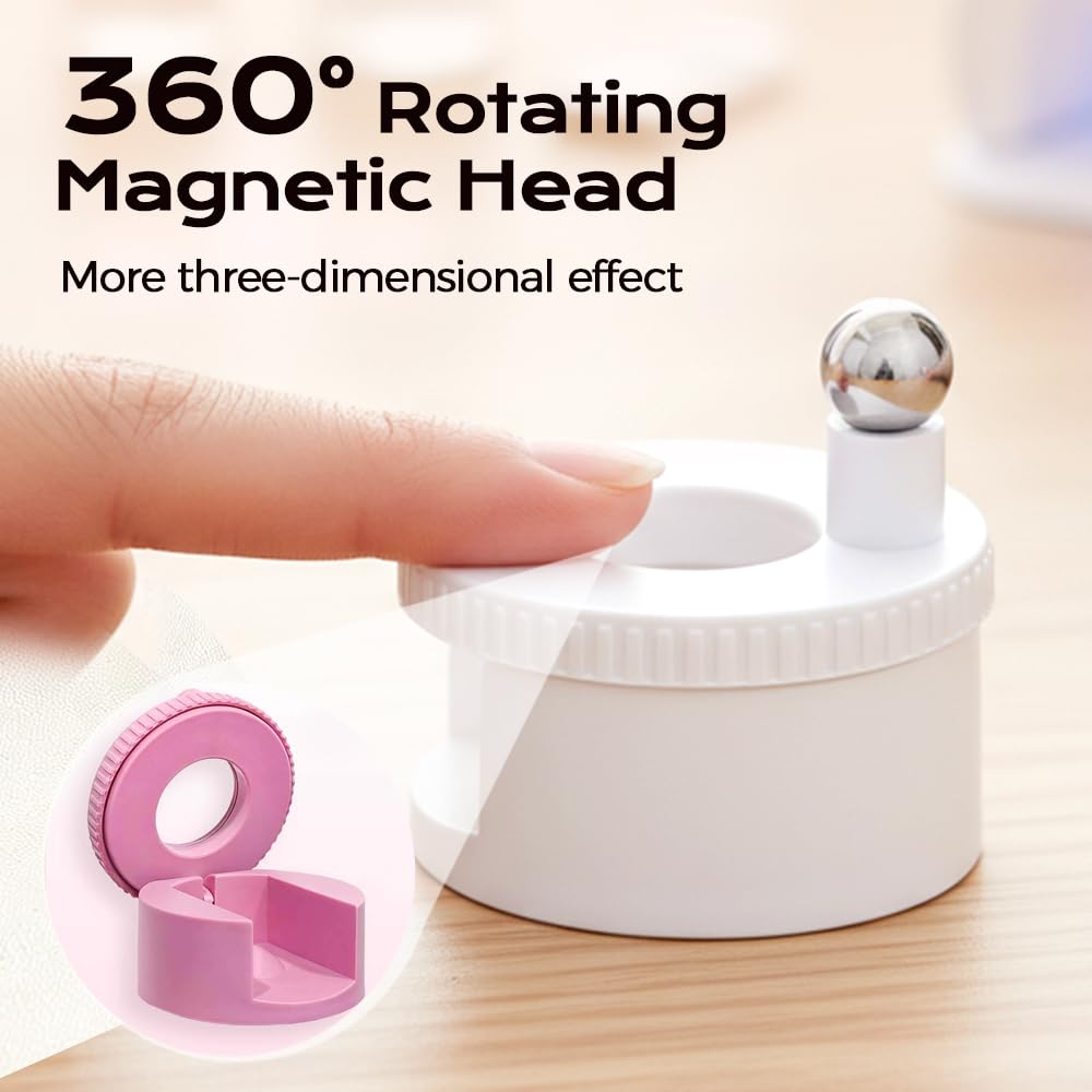 2026 New Rotating Cat Eye Magnet, Beginner-Friendly Nail Tool with Magnetic Force, Easy DIY Glossy Cat Eye Effect Pink - Steel Ball