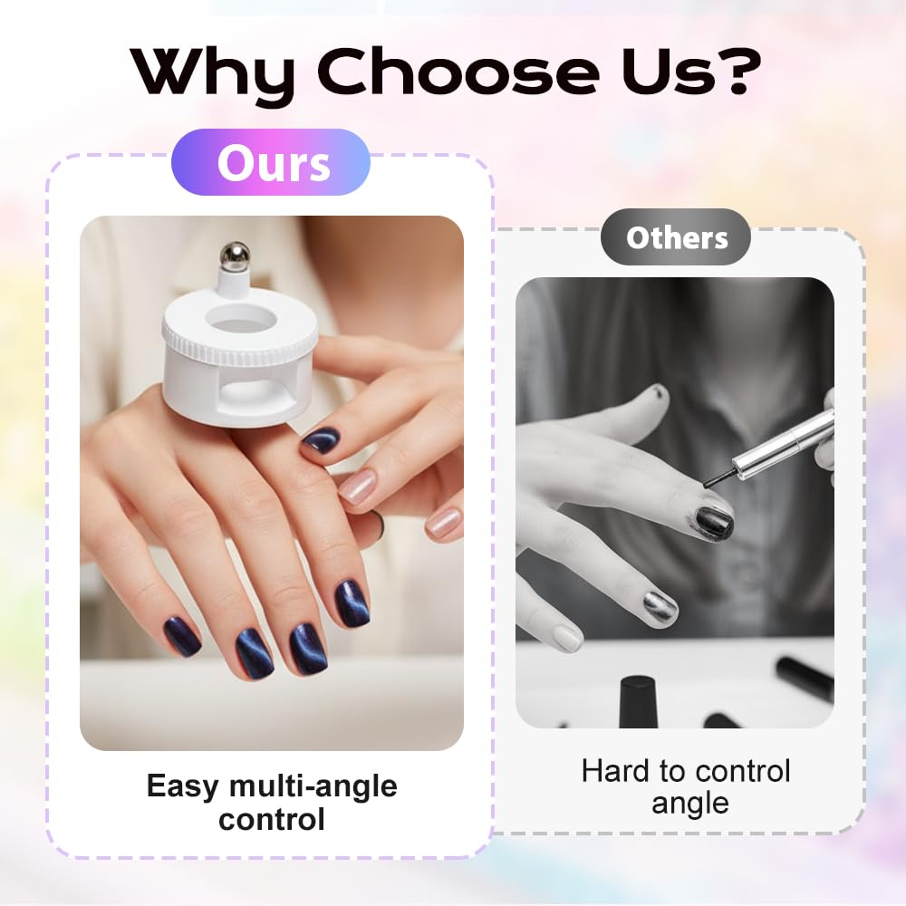 2026 New Rotating Cat Eye Magnet, Beginner-Friendly Nail Tool with Magnetic Force, Easy DIY Glossy Cat Eye Effect Pink - Steel Ball