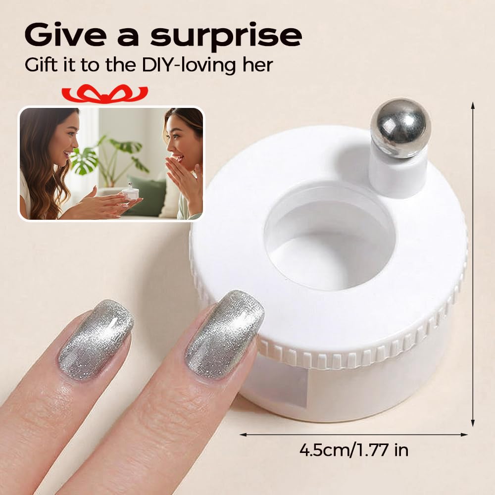 2026 New Rotating Cat Eye Magnet, Beginner-Friendly Nail Tool with Magnetic Force, Easy DIY Glossy Cat Eye Effect Pink - Steel Ball