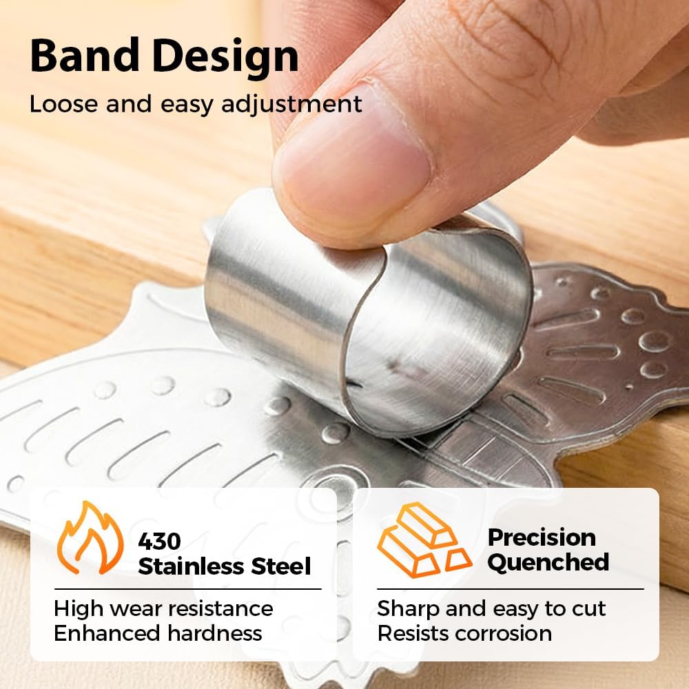 Stainless Steel Finger Guard, 2026 Upgrade Finger Protector for Cutting, Cute Butterfly & Bear Styles Safe Slicing Tool for Chopping Dicing Kitchen Food Prep Butterfly-2PCS