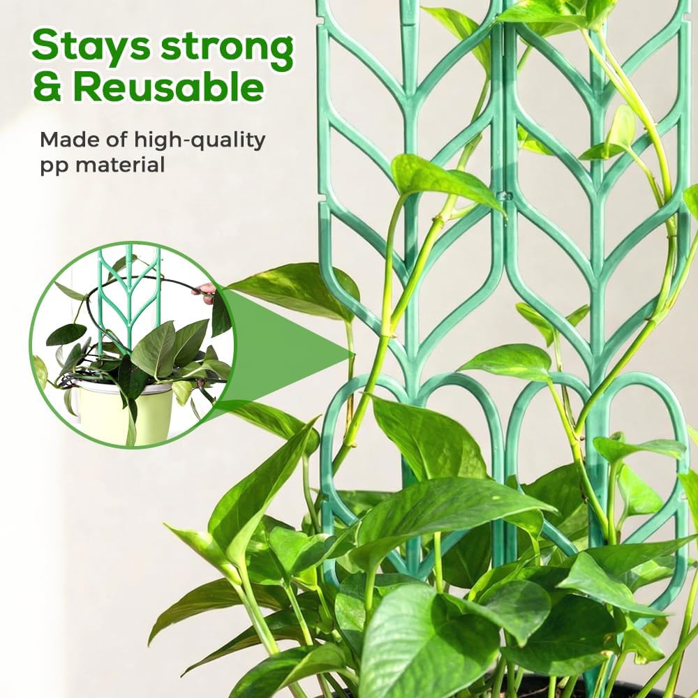 Plant Trellis for Climbing Plants, Indoor Outdoor Plastic Garden Trellis, Adjtable Potted Plant Support for Pothos, Ivy, Hoya, Monstera & Flower Vines 3PCS