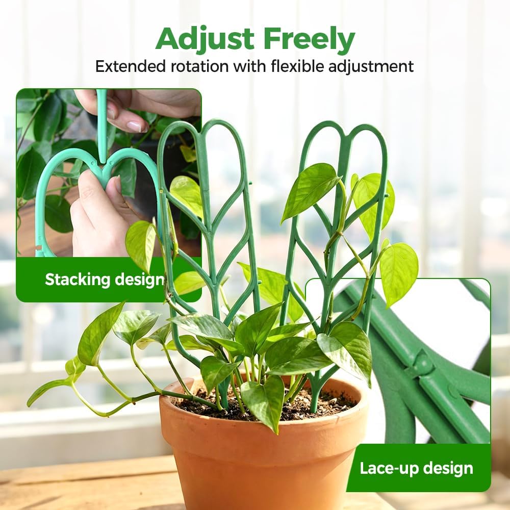 Plant Trellis for Climbing Plants, Indoor Outdoor Plastic Garden Trellis, Adjtable Potted Plant Support for Pothos, Ivy, Hoya, Monstera & Flower Vines 3PCS