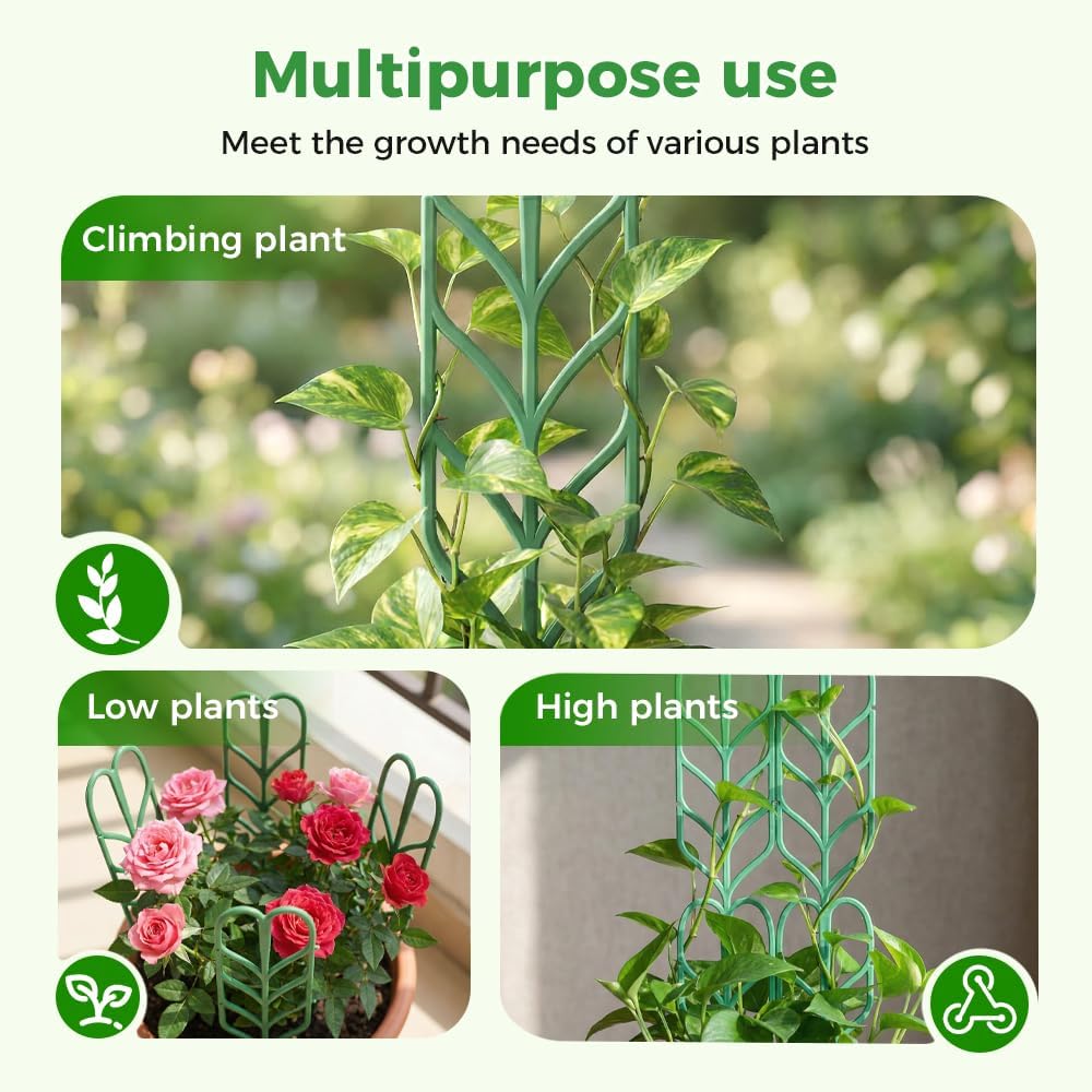 Plant Trellis for Climbing Plants, Indoor Outdoor Plastic Garden Trellis, Adjtable Potted Plant Support for Pothos, Ivy, Hoya, Monstera & Flower Vines 3PCS