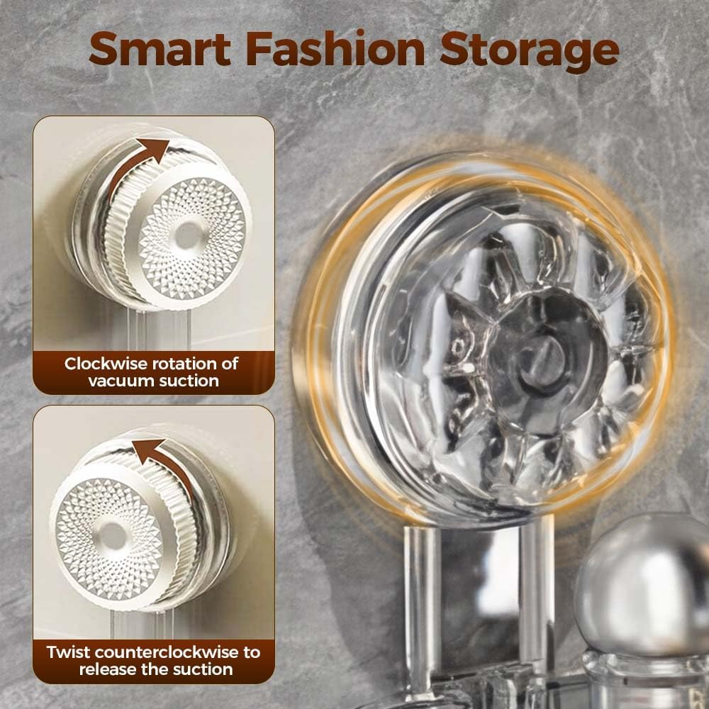 Bathroom Suction Storage Box, 2026 New No-Drill Large Capacity Strong Load-Bearing Suction Cup Storage Rack with Drain Holes, Removable Shower Caddy for Bathroom Kitchen Gray