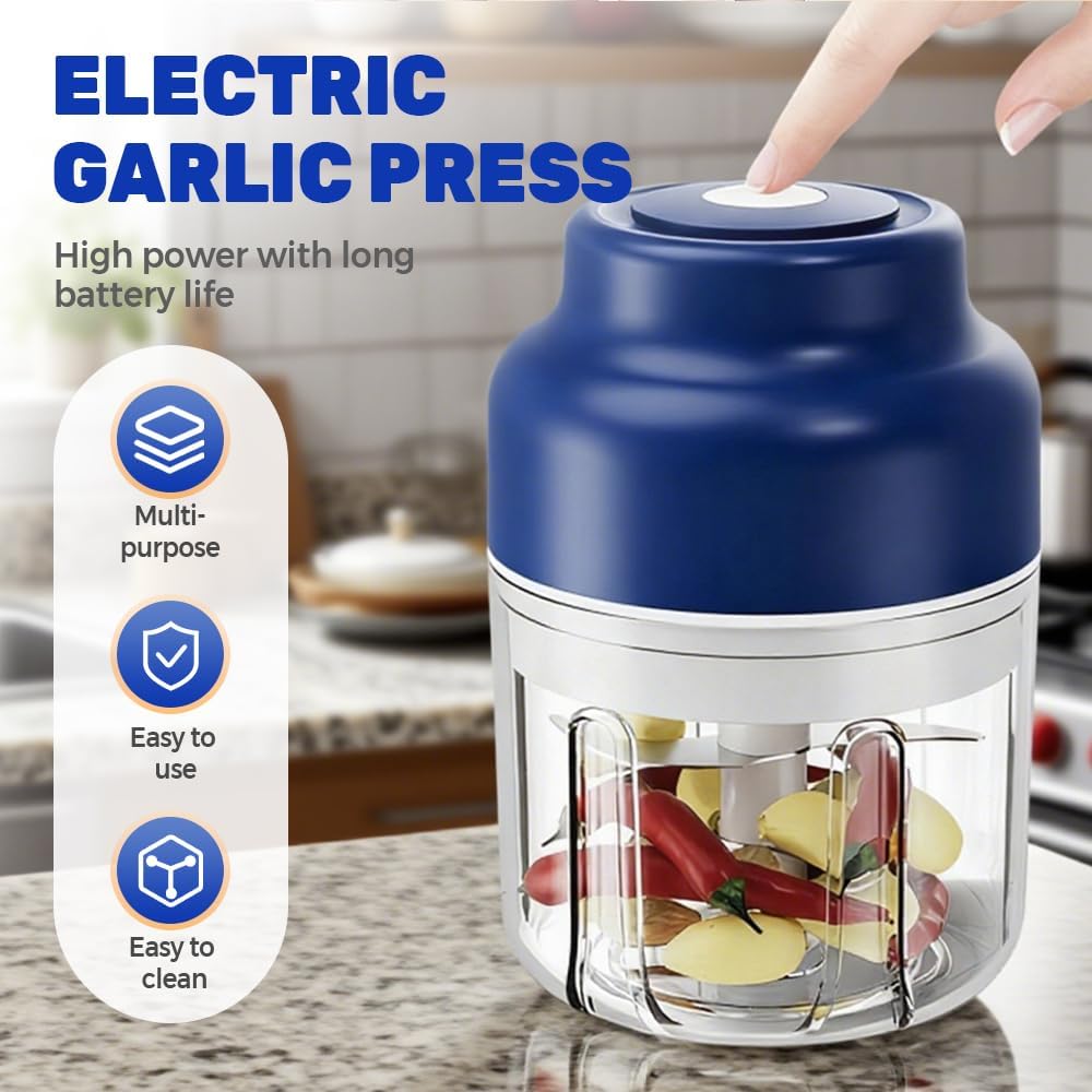 2026 Upgrade Electric Garlic Chopper, Mini Portable B Charging Food Processor & Vegetable Chopper, Veggie Grinder for Garlic, Onion, Nuts, Herbs Green, 250ml