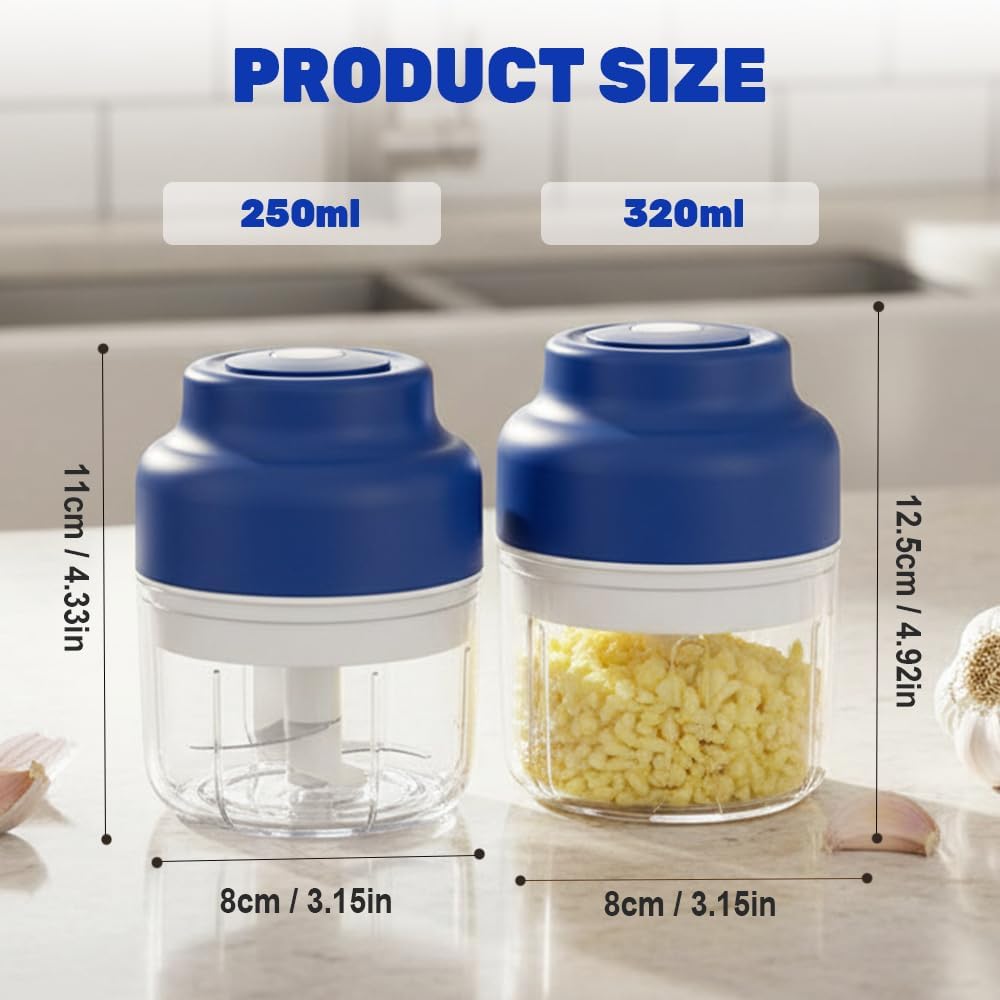 2026 Upgrade Electric Garlic Chopper, Mini Portable B Charging Food Processor & Vegetable Chopper, Veggie Grinder for Garlic, Onion, Nuts, Herbs Green, 250ml