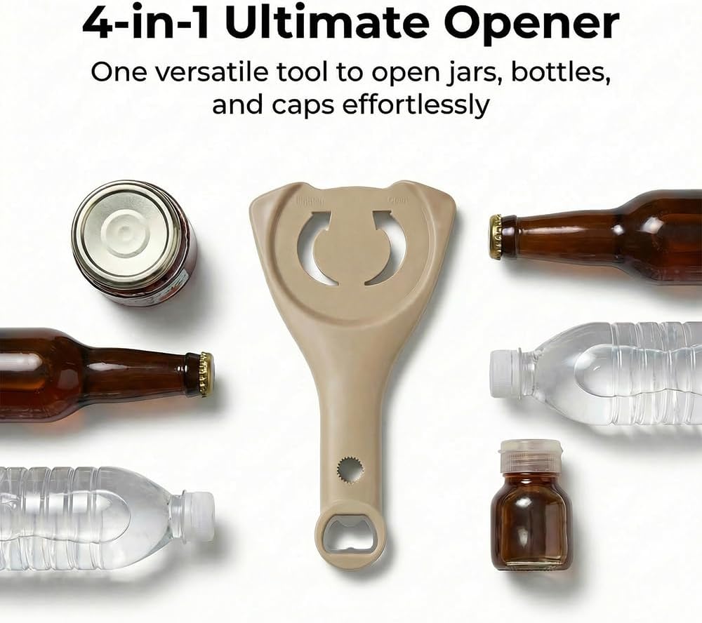 2026 New 3-in-1 Jar Opener, Adjtable Stainless Steel Lid Remover, Multi-Function Opener for Jars, Bottles & Cans with Non-Slip Grip Black