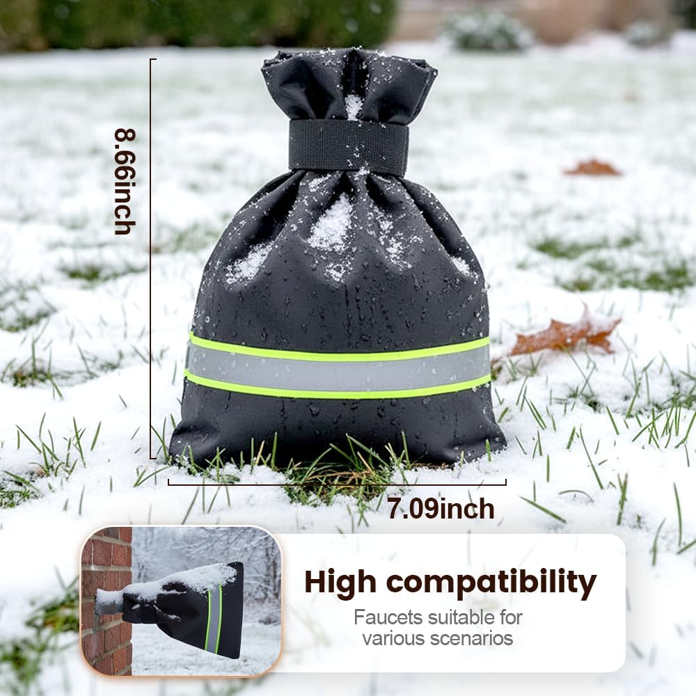 Outdoor Faucet Covers for Winter Freeze Protection, 9.8" x 6.3" Reable Waterproof Insulated Spigot Covers, Easy-toe Hose Bib Socks for Outdoor Faucets, Pipes & Spigots Green, 2 PCS
