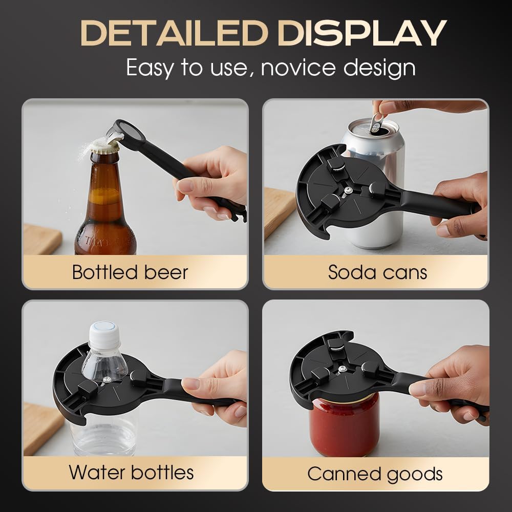Adjtable Stainless Steel Jar Opener, Multifunctional Lid Gripper & Bottle Cap Opener for Weak Hands, Stainless Steel Can Opener Easy-Open Tool for Jars, Cans, Bottles Kitchen Gadget 1PC