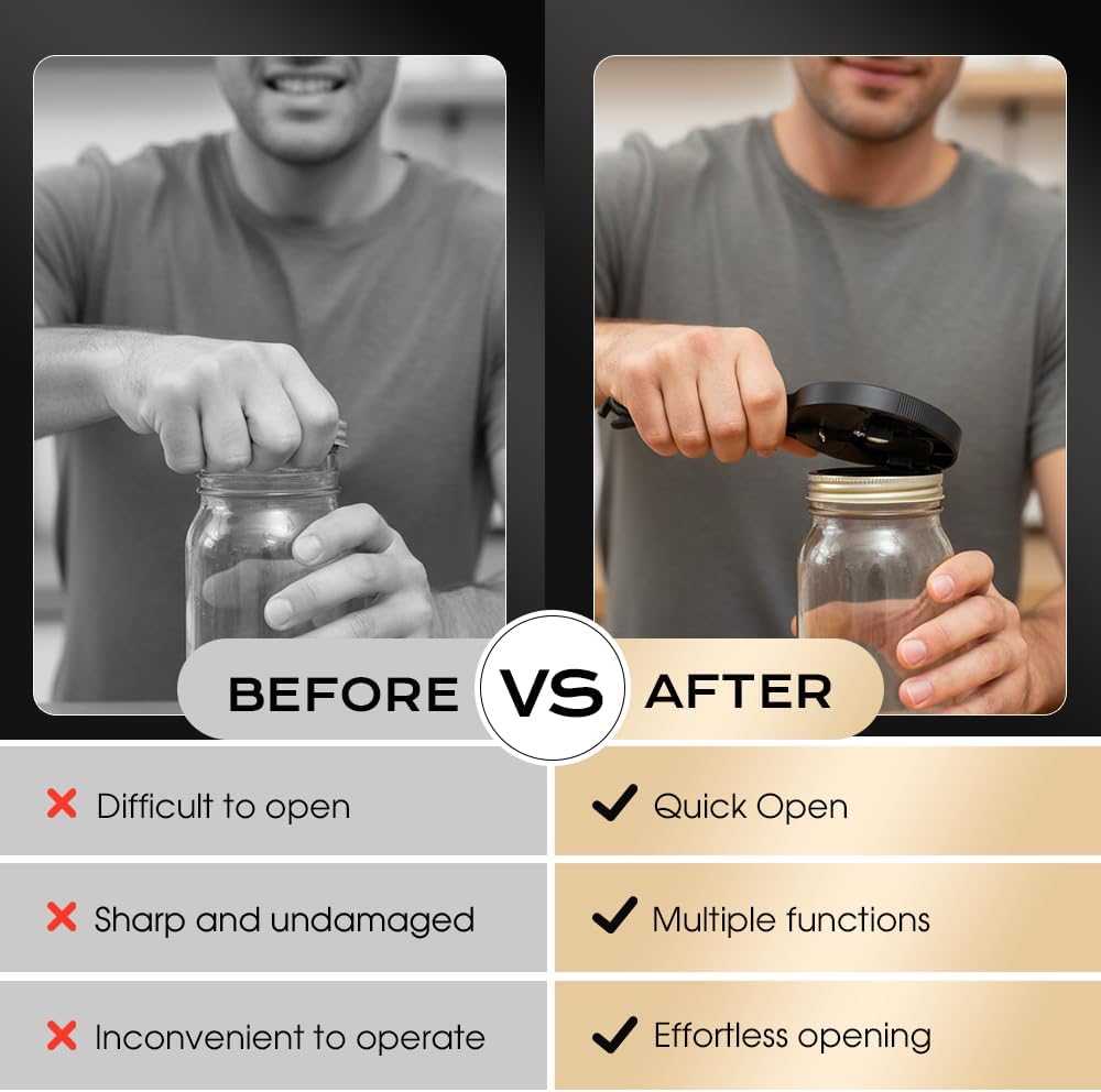 Adjtable Stainless Steel Jar Opener, Multifunctional Lid Gripper & Bottle Cap Opener for Weak Hands, Stainless Steel Can Opener Easy-Open Tool for Jars, Cans, Bottles Kitchen Gadget 1PC