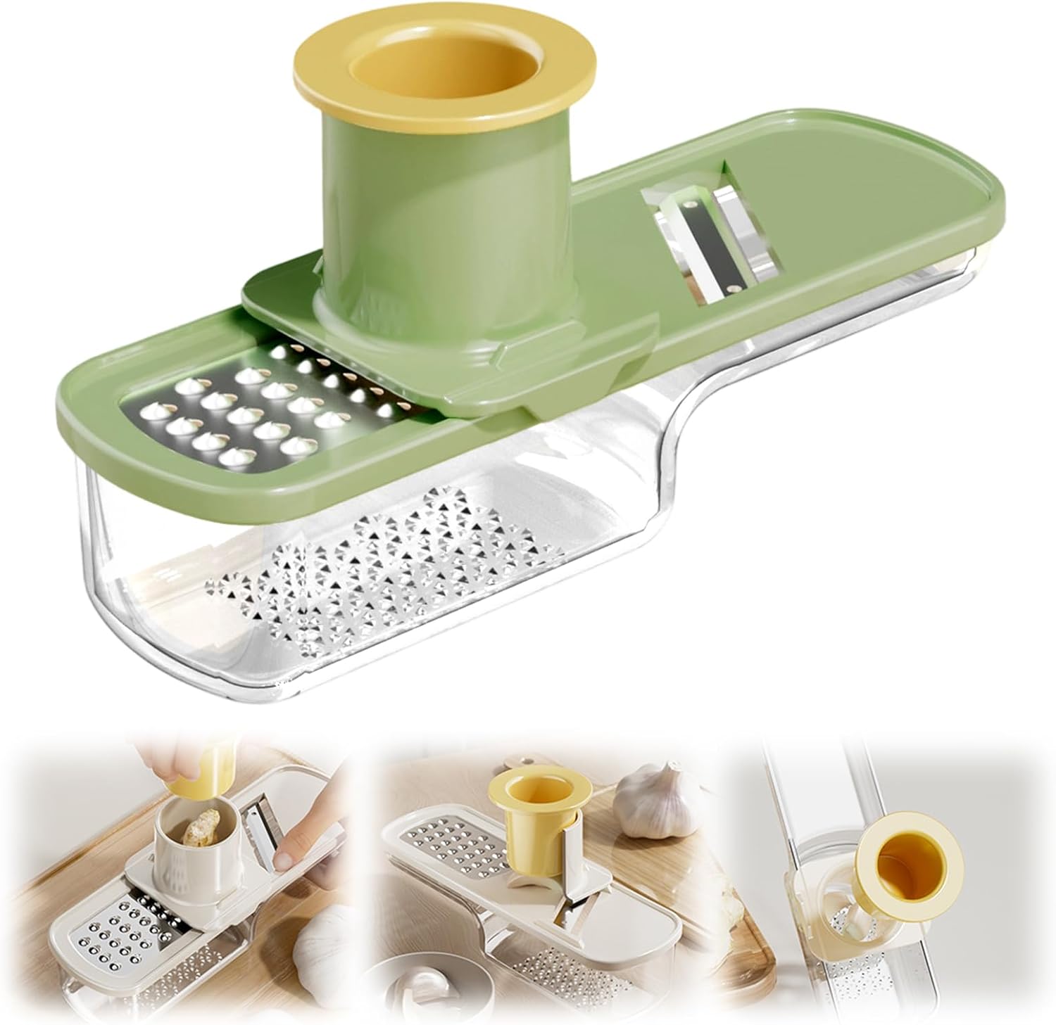 Garlic Press Rocker - Stainless Steel Garlic Crher, 2026 New Garlic Mincer and Chopper, Portable Garlic Grinder Cutter with Container, for Kitchen Smashing Garlic Vegetable Green