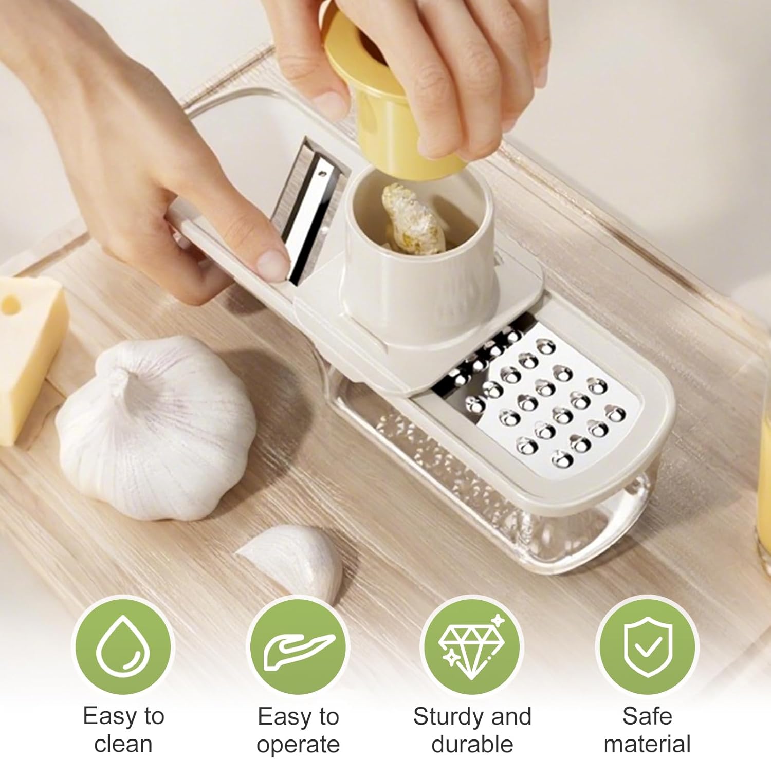 Garlic Press Rocker - Stainless Steel Garlic Crher, 2026 New Garlic Mincer and Chopper, Portable Garlic Grinder Cutter with Container, for Kitchen Smashing Garlic Vegetable Green