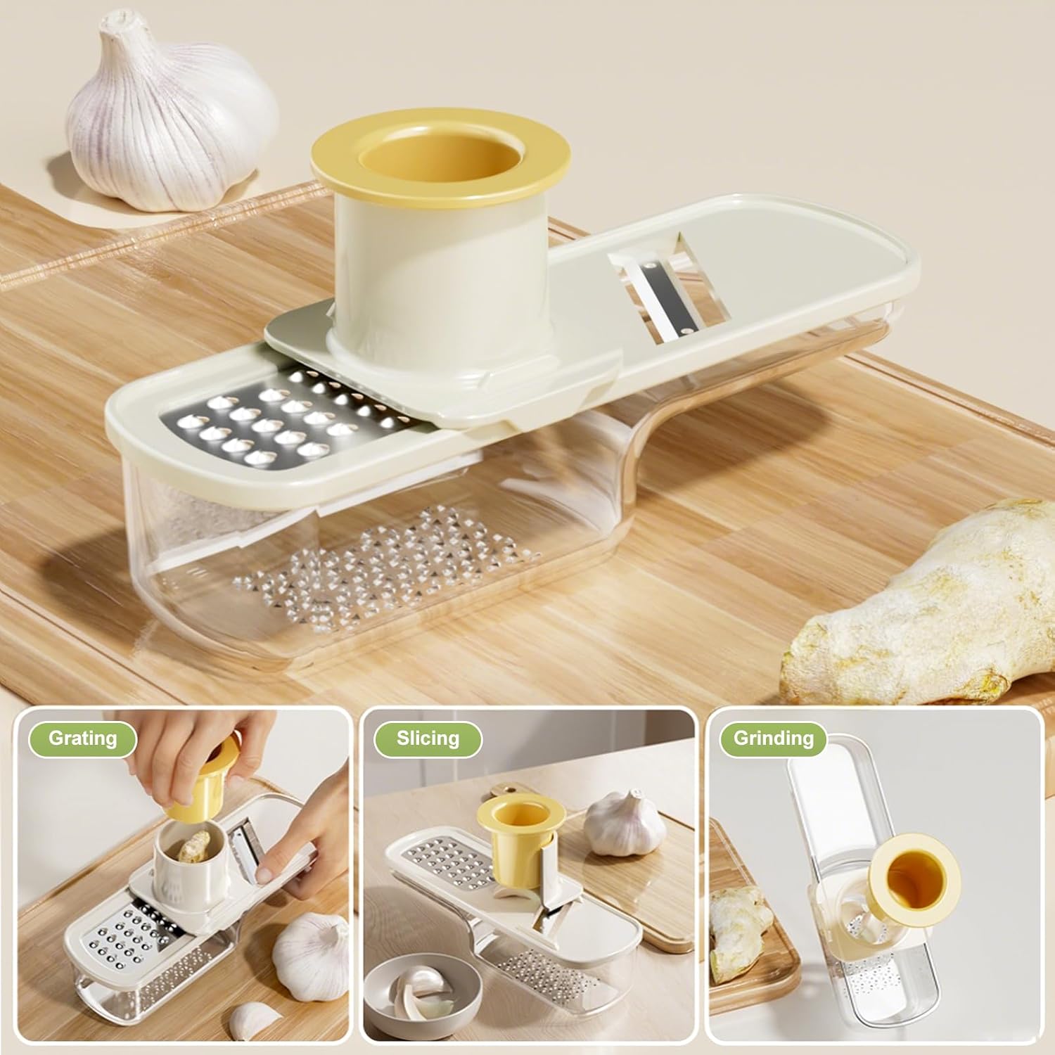Garlic Press Rocker - Stainless Steel Garlic Crher, 2026 New Garlic Mincer and Chopper, Portable Garlic Grinder Cutter with Container, for Kitchen Smashing Garlic Vegetable Green