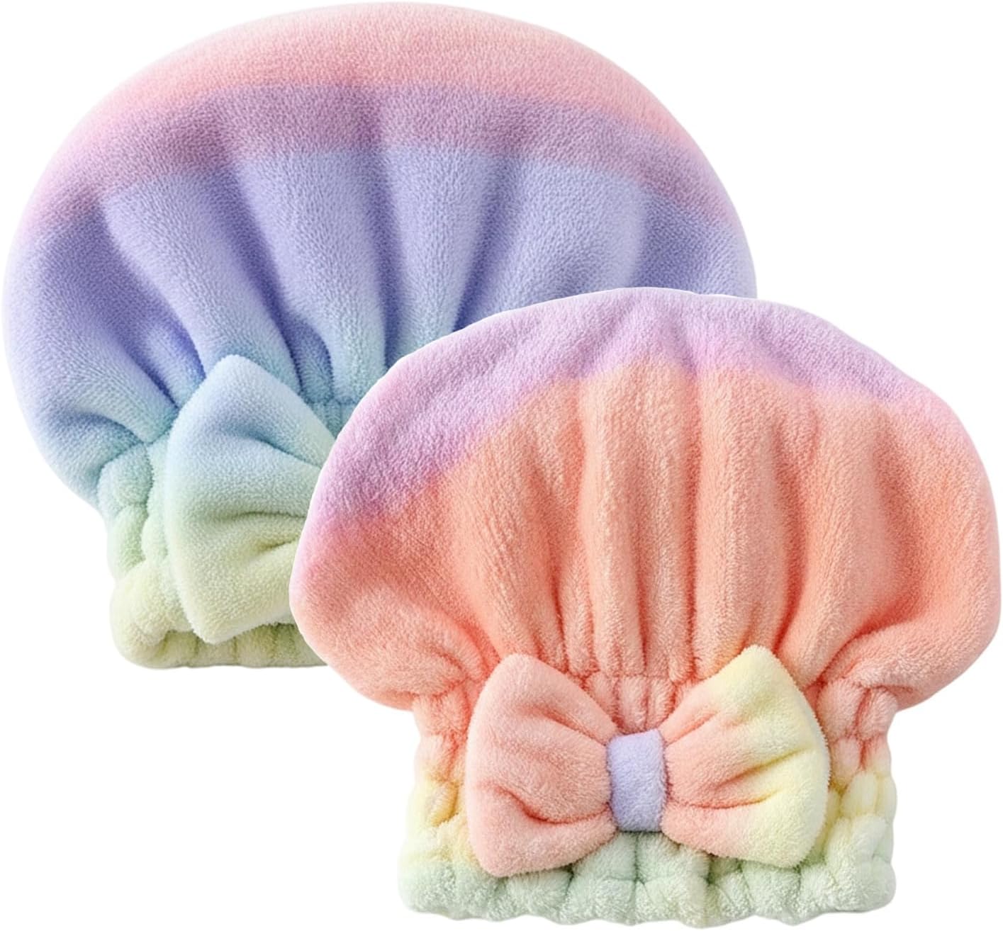 2Pcs Super Absorbent Hair Towel Wrap for Wet Hair, Microfiber Hair Drying Caps, Soft and Fast Drying Hair Towel for Home Kit