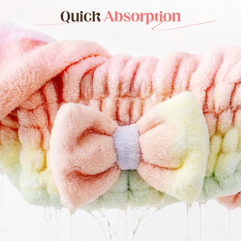 2Pcs Super Absorbent Hair Towel Wrap for Wet Hair, Microfiber Hair Drying Caps, Soft and Fast Drying Hair Towel for Home Kit