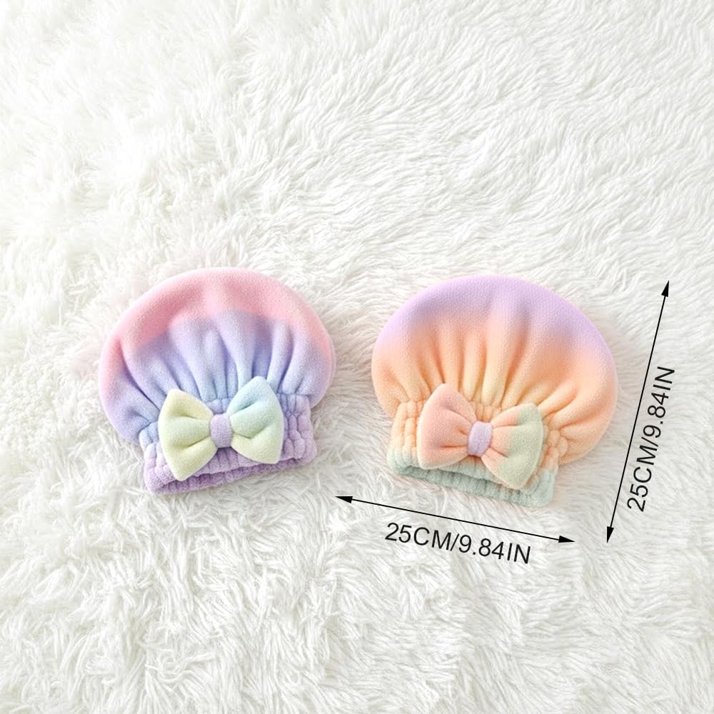 2Pcs Super Absorbent Hair Towel Wrap for Wet Hair, Microfiber Hair Drying Caps, Soft and Fast Drying Hair Towel for Home Kit